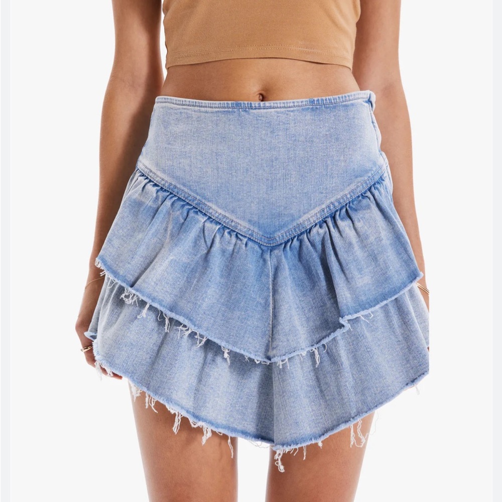MOTHER The Ruffle Mini Raw Edge Skirt NWT